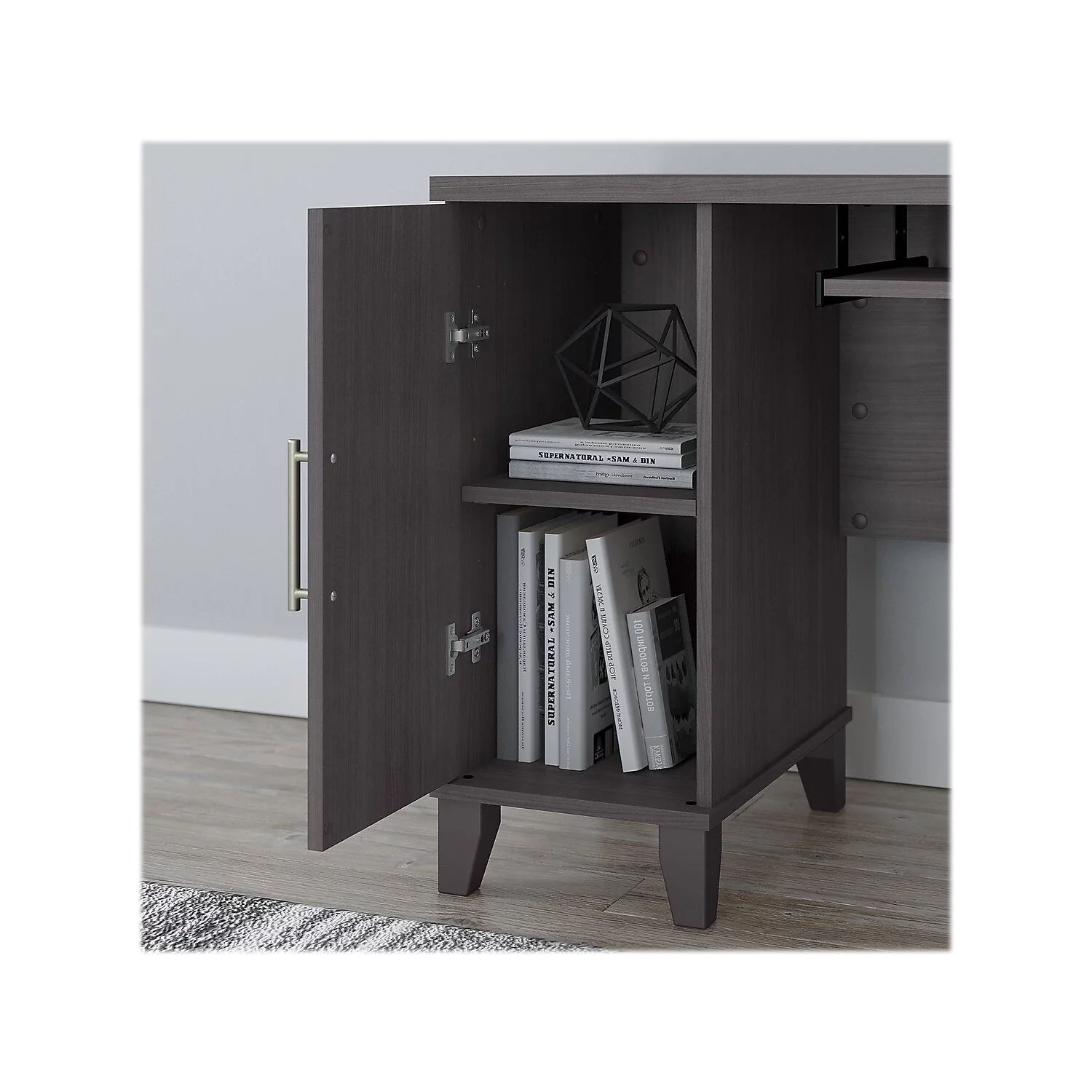 Somerset 72W L Shaped Desk Set with Storage in Storm Gray - Engineered Wood