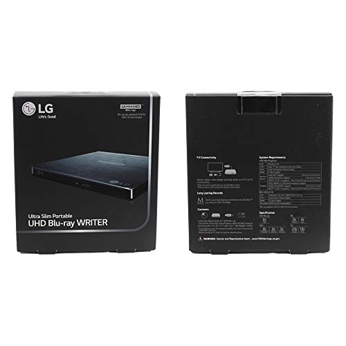 LG BP60NB10 Portable 6X Ultra HD Blu-ray Burner External Drive with CyberLink Software and USB Cable