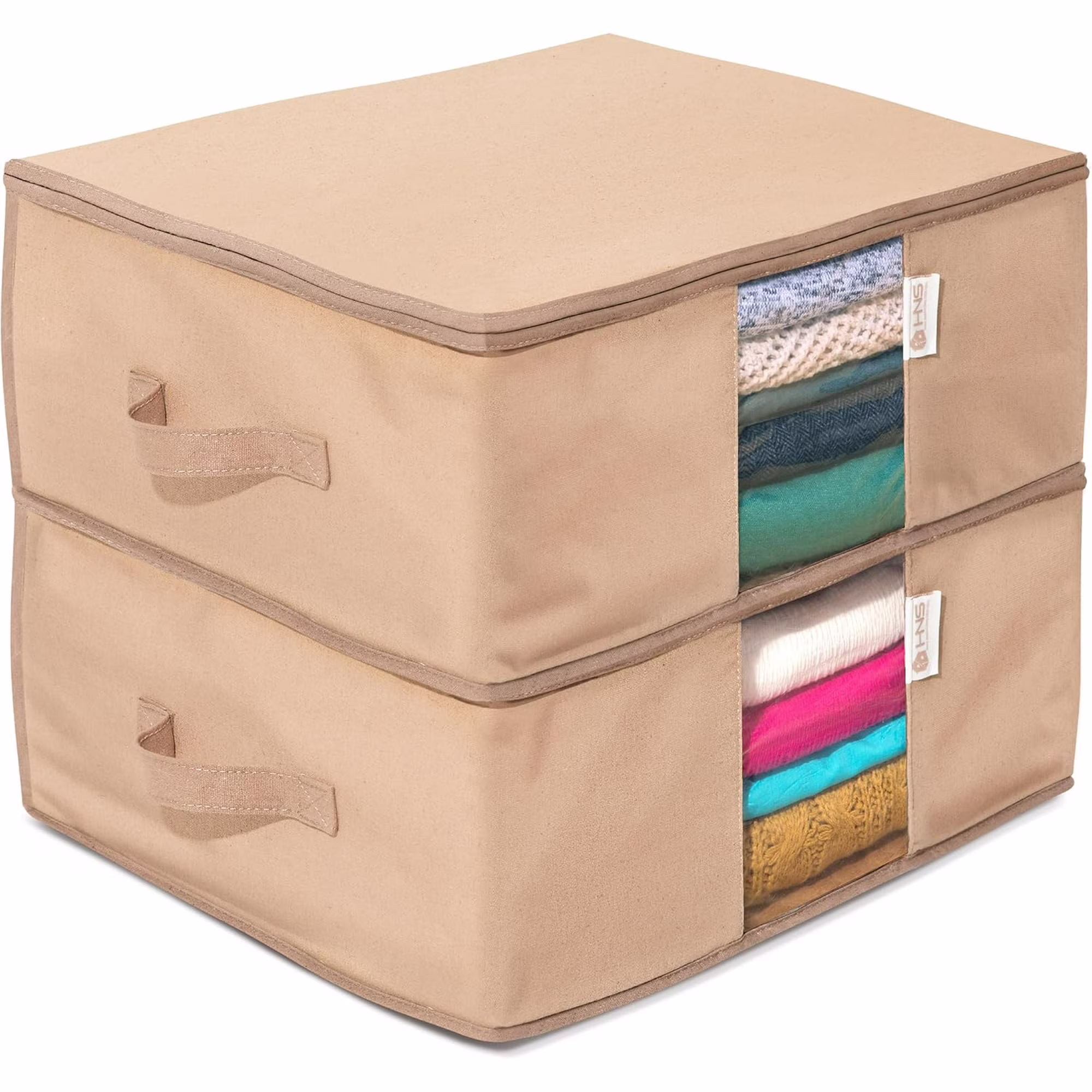 Moisture, Dirt &amp; Dust – Set of 2 Underbed Storage Bags for Clothes, Cashmere Sweaters, Bedding &amp; More - Underbed Storage - Beige, Cedar Clothes Storage Bag Organizer – Protects from Moths