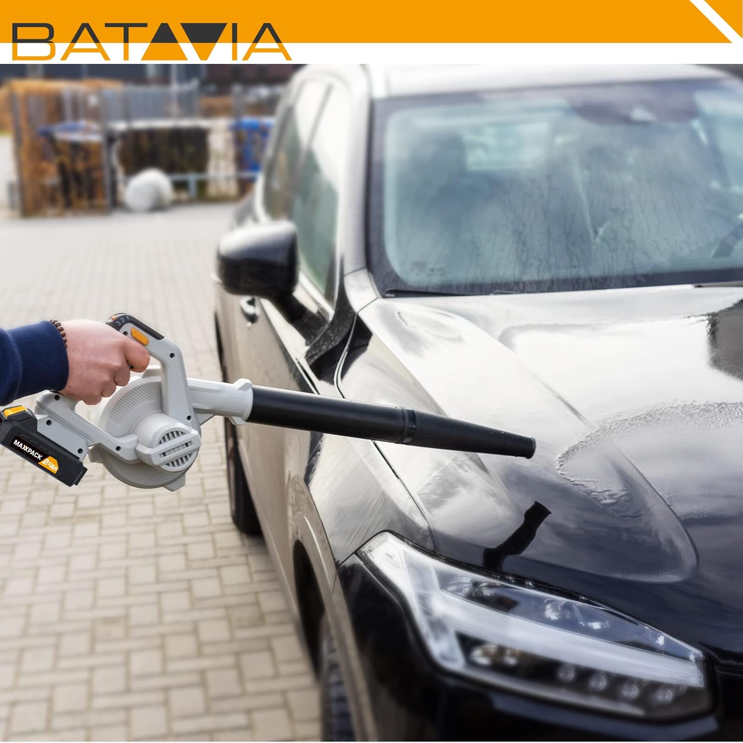BATAVIA 20V Cordless Leaf Blower, [3 Speed/100CF/170MPH] Electric Leaf Blower & Vacuums w/ Charger & 2.0Ah Lithium Battery, 2 Section Tube, Leaf Sweeper for Leaves, Dust, Snow, Lawn, Patio, Yards