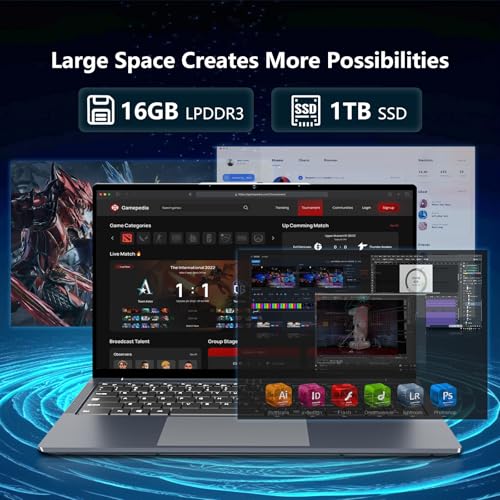 15.6 inch Laptop, Laptops with Core 8100Y (up to 3.40GHz), Gaming Laptop 16GB RAM 512GB ROM, FHD 1920 x 1080, Win 11 Pro Traditional Laptops Computers with WIFI BT 5.0 Netbook For Student Busines