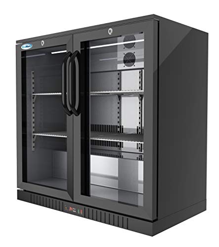 KoolMore Door Counter Height Back Bar Cooler - Glass Front Refrigerator with LED Lighting