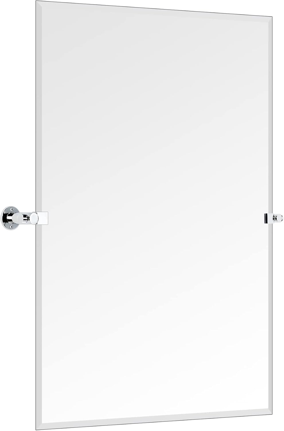 TEEBARN Frameless Beveled Pivot Bathroom Vanity Mirror with Chrome Metal Brackets, Tilting Rectangle Wall Mirror Hangs Vertical & Horizontal 20X30''