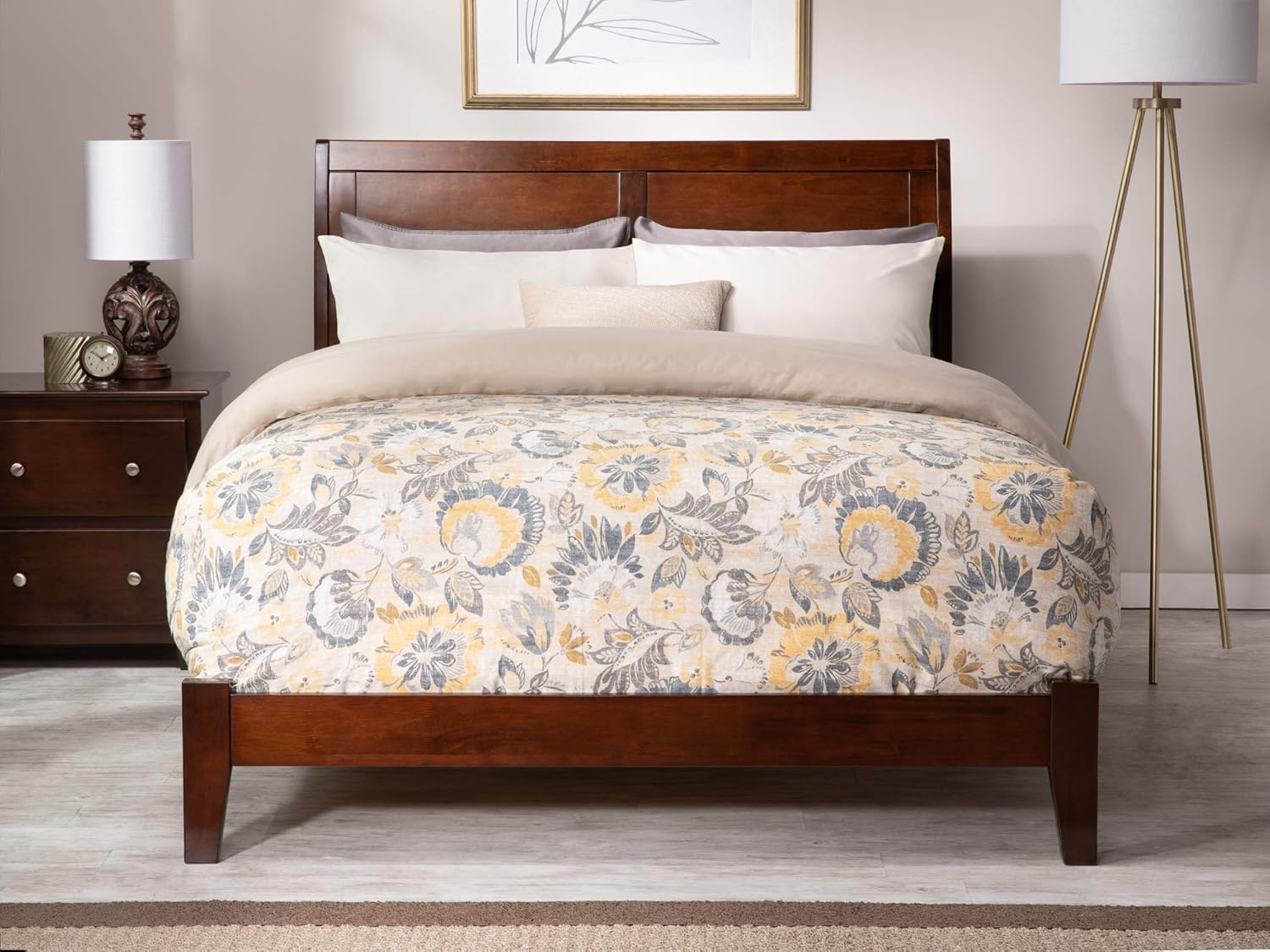 AFI, Portland, Low Profile Wood Platform Bed, King, Walnut