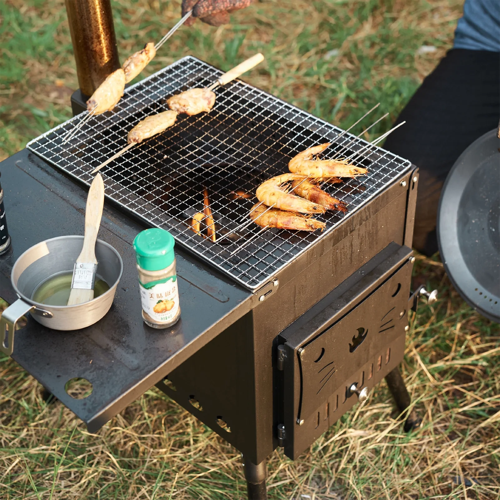 Carevas Portable Foldable Wood Burning Camp Tent with Chimney for Tent Shelter Heating Cooking