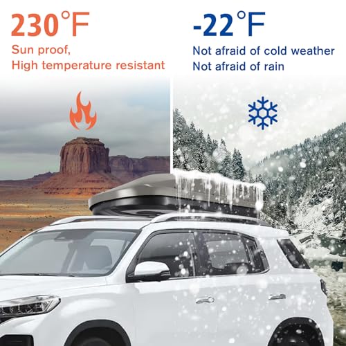 Hard Shell Roof Cargo Box, 13 Cu.Ft Gray Car Roof Top Cargo Carrier with Lock, Dual-Side Opening Luggage Storage Box, 56"x30"x13.7", Fits Most Crossbars, Tool-Free Install