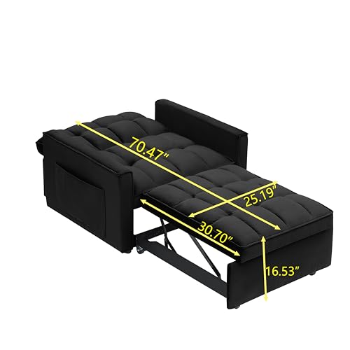 Sleeper Single Recliner, Sofa Bed Chair 3 in 1 Convertible, Suitable for Small Spaces with Adjustable Back, for Living Room Furniture Sets, Bedroom, White