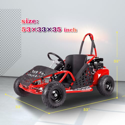 79cc 4-Stroke Gas Go Kart, 2.5HP Off Road GoKart EPA Approved with Steel Tubular Frame, Seat Belt, 13 inch All-Terrain Tires for Kids and Teens (Red)
