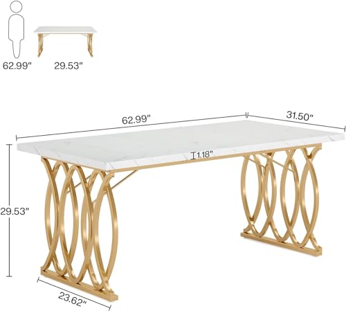Tribesigns Executive Desk, 63" W Large Computer Desk, Modern Office Desk Conference Table Meeting Room Table, Business Furniture for Home Office, White