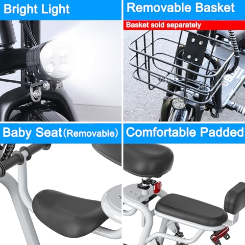 Adult Electric Scooter with Seat for Adults Power by 500W Motor, Electric Scooter Adults E Bike with 14" Pneumatic Tire and 20 Miles Range&17.4Mph, Electric Bicycle for Women/Man Pro (Silver)