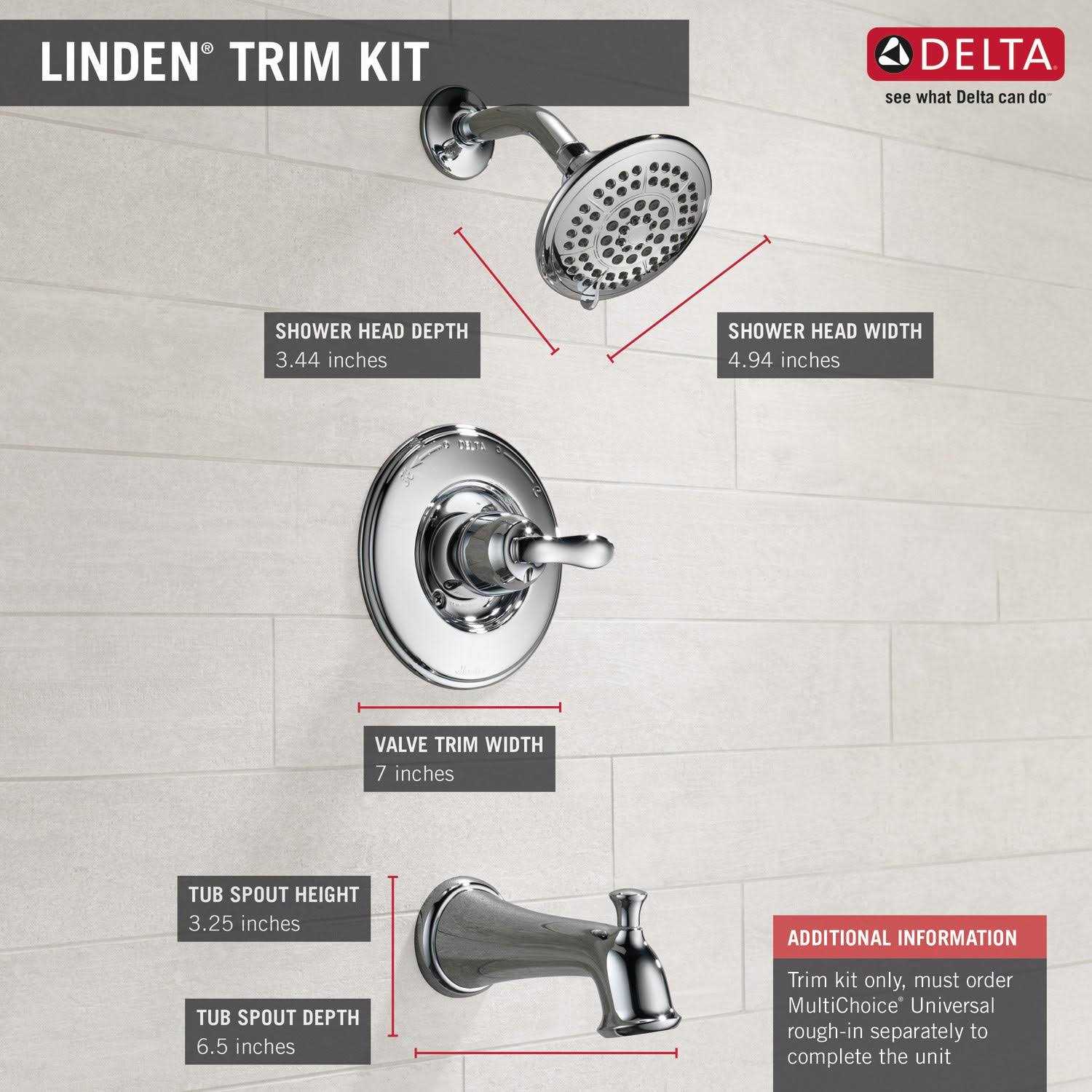 Delta Linden Monitor 14 Series Tub &amp; Shower Trim T14494 - Shop Hardware Tools Online Store