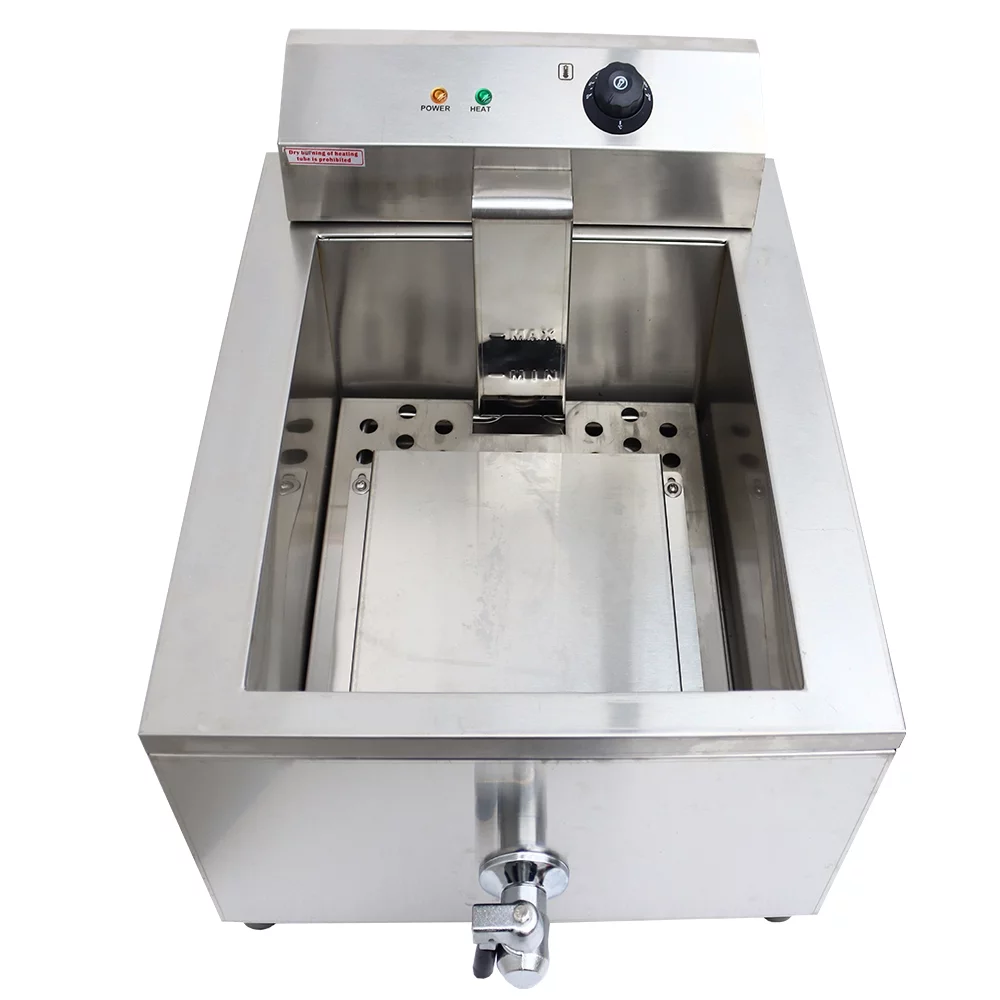 INTBUYING Funnel Cake Fryer Commercial Stainless Steel Countertop Fryer Restaurant Kitchen Shallow Funnel Cake Fryer