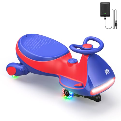FanttikRide 12V N7 Pro Electric Wiggle Car with Pedal, Rechargeable Battery, CyberWiggle, 2 in 1 Swing Car, 2 Speed, Anti-Rollover, Flashing Wheels, Bluetooth, for Ages 3 and Up, 150 Lbs, Blue