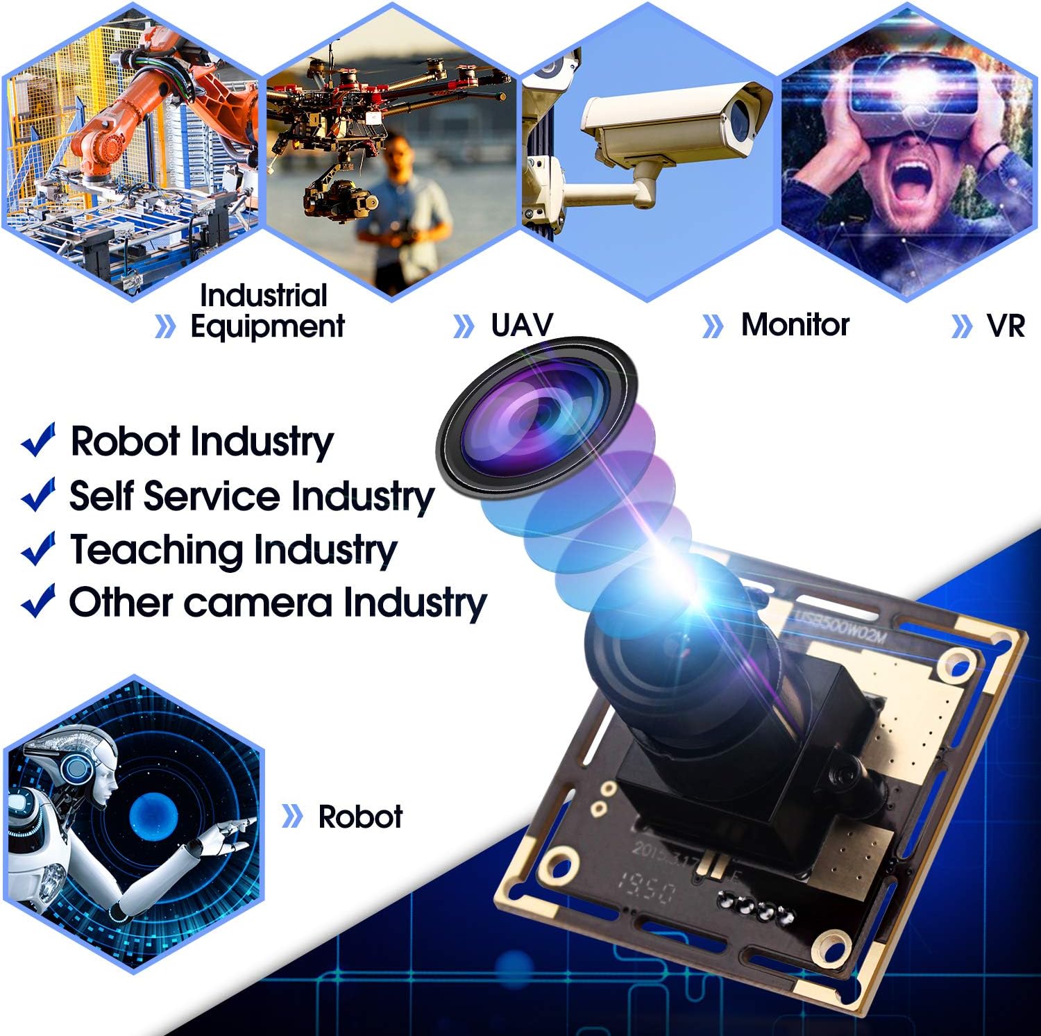 Autofocus 5 Megapixel USB Camera Module with 170 Degree Fisheye Lens HD 2592X1944 USB Webcamera with CMOS OV5640 Sensor USB with Camera,Mini Webcam for Windows Mac Andriod Linux,Plug&Play