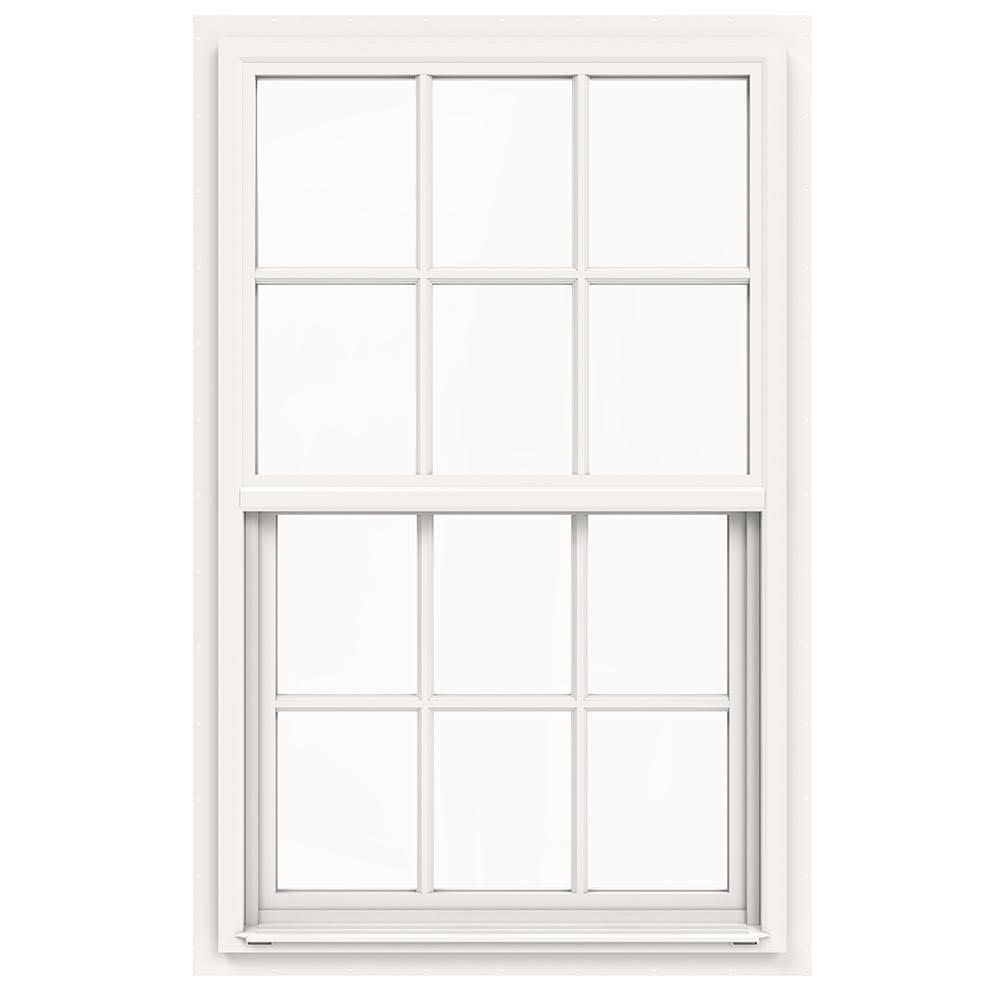 JELD-WEN 30 in. x 48 in. V-4500 Series White Single-Hung Vinyl Window with 6-Lite Colonial Grids/Grilles