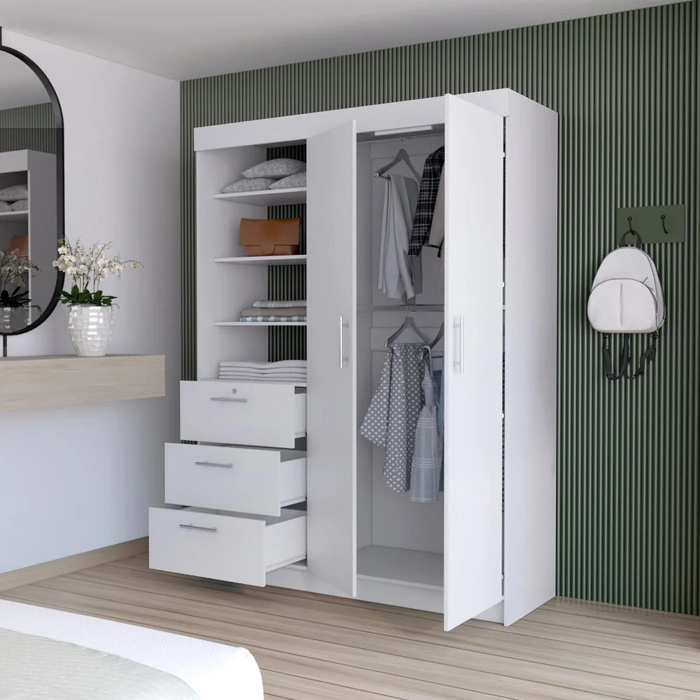 FM FURNITURE LLC Tempe 3 Drawers Armoire ,White