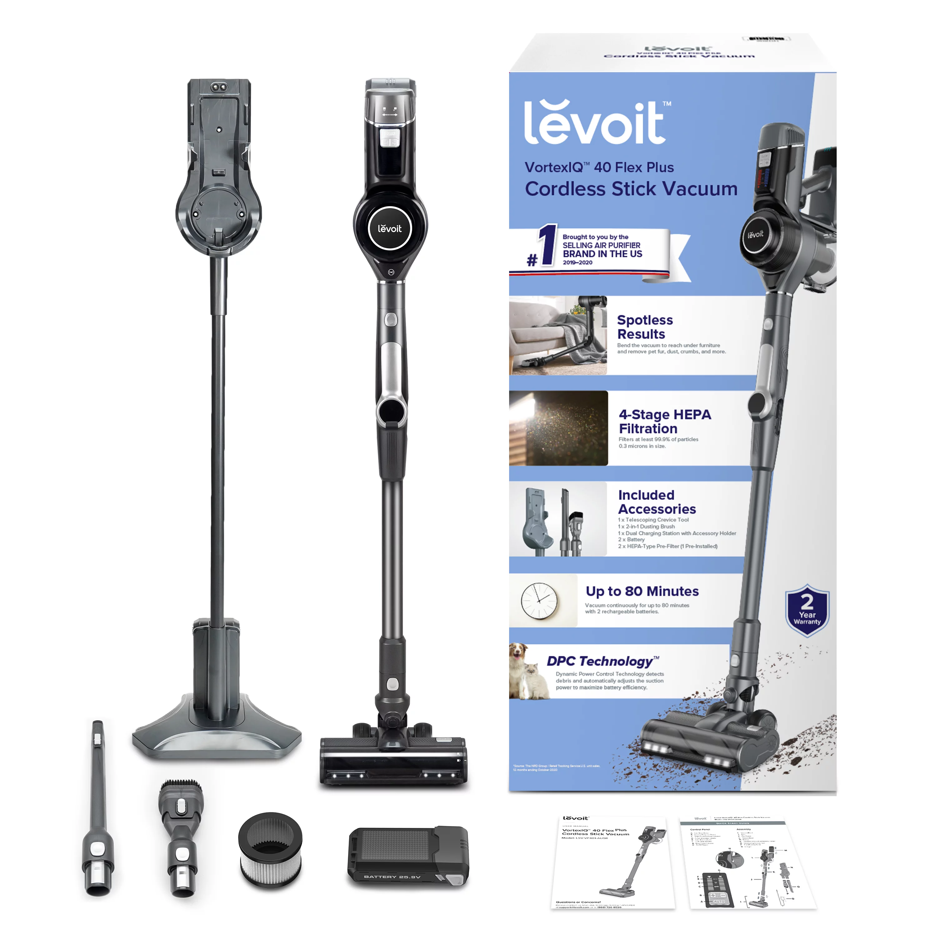 Levoit VortexIQ 40 Flex Plus Cordless Stick Vacuum