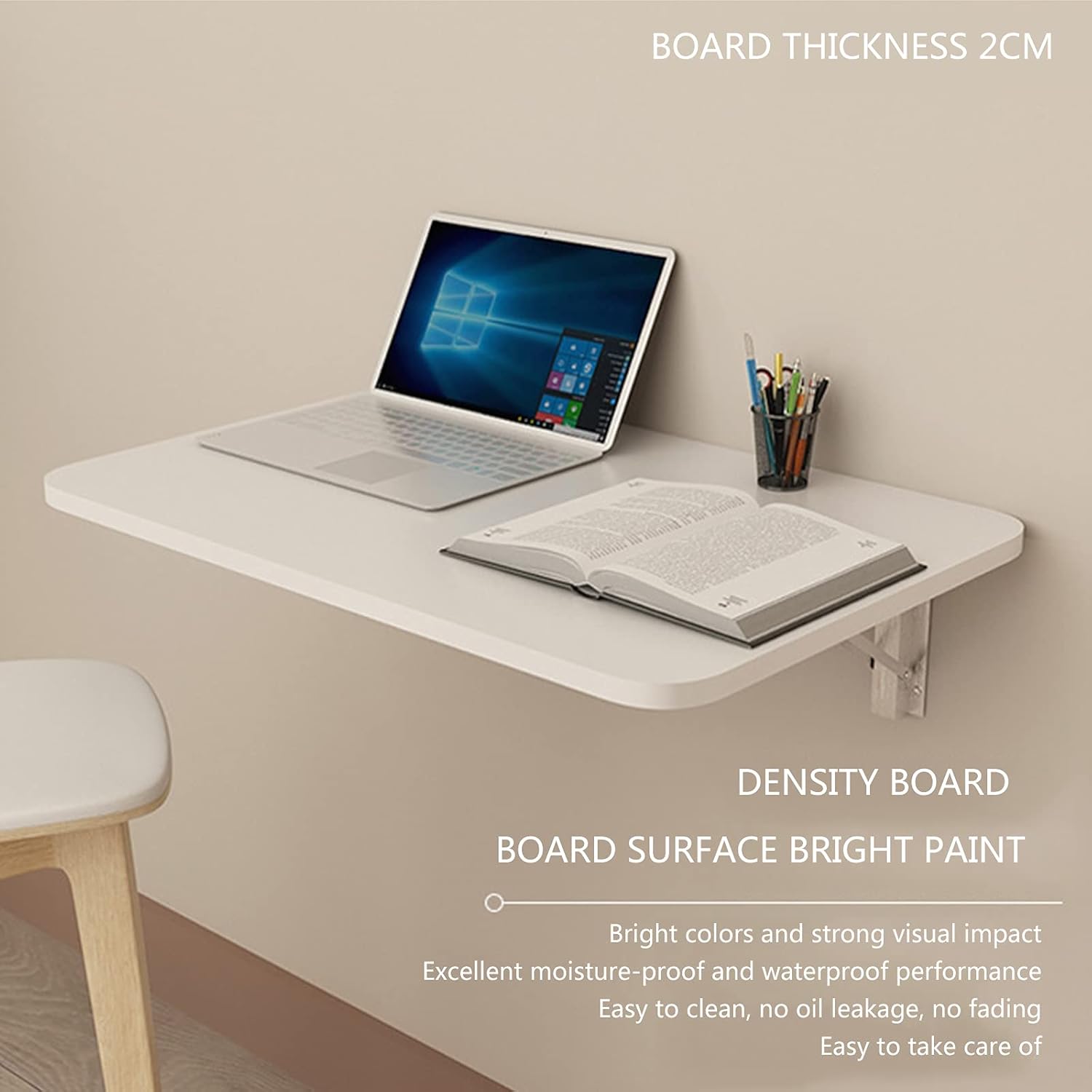 Wall Mounted Floating,Wall Mounted Fold Down Desk for Small Saving Spaces,for Laundry Room,Dining,Room,Study,Kitchen,Bar,White-60 * 30cm Fashionable