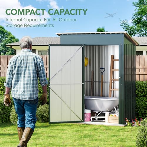 10X12X7.5 FT Outdoor Steel Storage Shed with Lockable Doors, 2 Windows, Transparent Roof Panels (Wood Panels & Frame Floor Not Included), Ideal for Patio Storage,Garbage Can, Chicken Coop，Brown
