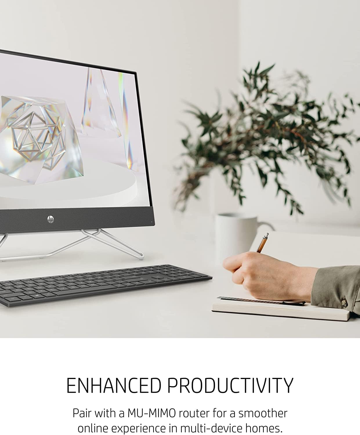 2022 Newest HP 27 inch FHD All-in-One Computer, AMD Ryzen 5 5500U(Beat i5-1135G7, up to 4.0 GHz), 16GB RAM, 512GB PCIe SSD+1TB HDD, Webcam, Ethernet, WiFi, Speakers, HDMI, Win11, w/Keyboard+Mouse