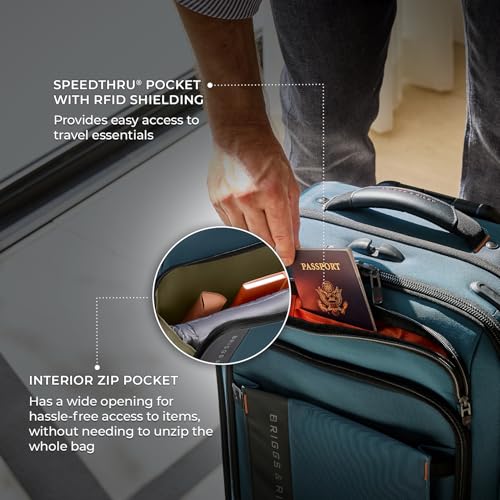 Briggs & Riley Domestic 22" Carry On Expandable Spinner - Luggage for Travel, Suitcases with Wheels, Softside Rolling Bag for Men & Women, Self-Repairing Zipper - ZDX Collection, Black