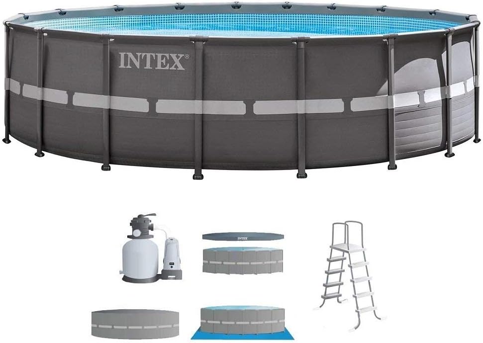 Intex 18ft X 52in Ultra Frame Pool Set with Sand Filter Pump, Ladder, Ground Cloth & Pool Cover