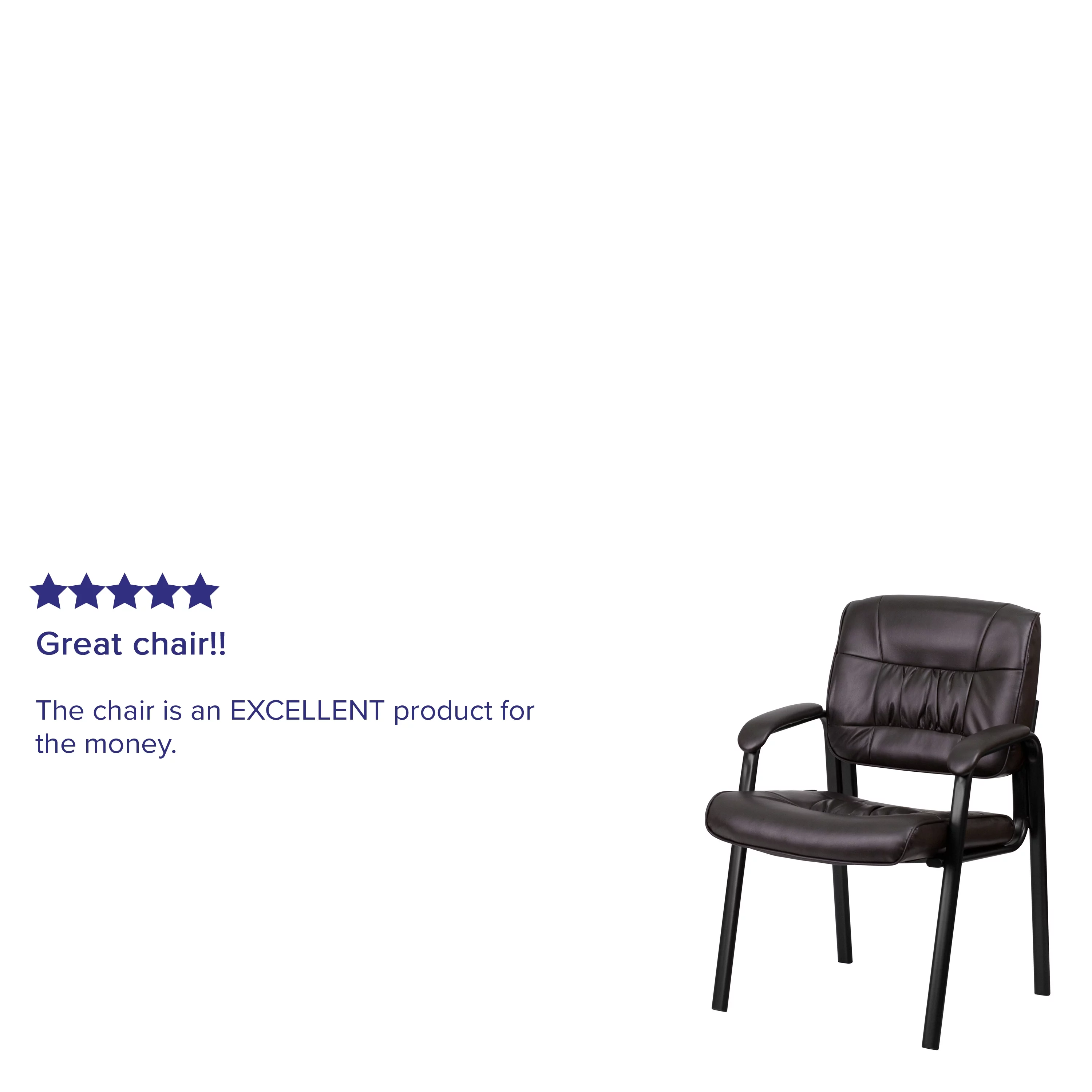 BizChair Brown LeatherSoft Executive Side Reception Chair with Black Metal Frame
