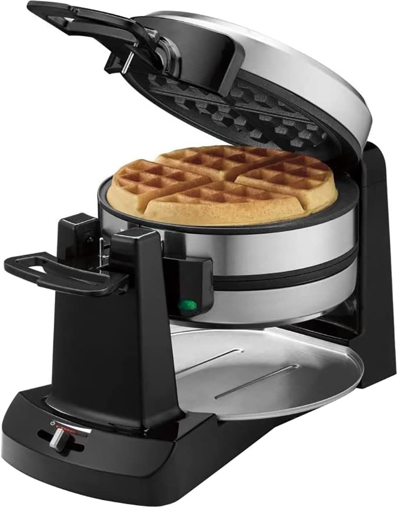 Cuisinart WAF-F40 Double Flip Belgian Waffle Maker Black/Stainless Bundle with 1 YR CPS Enhanced Protection Pack
