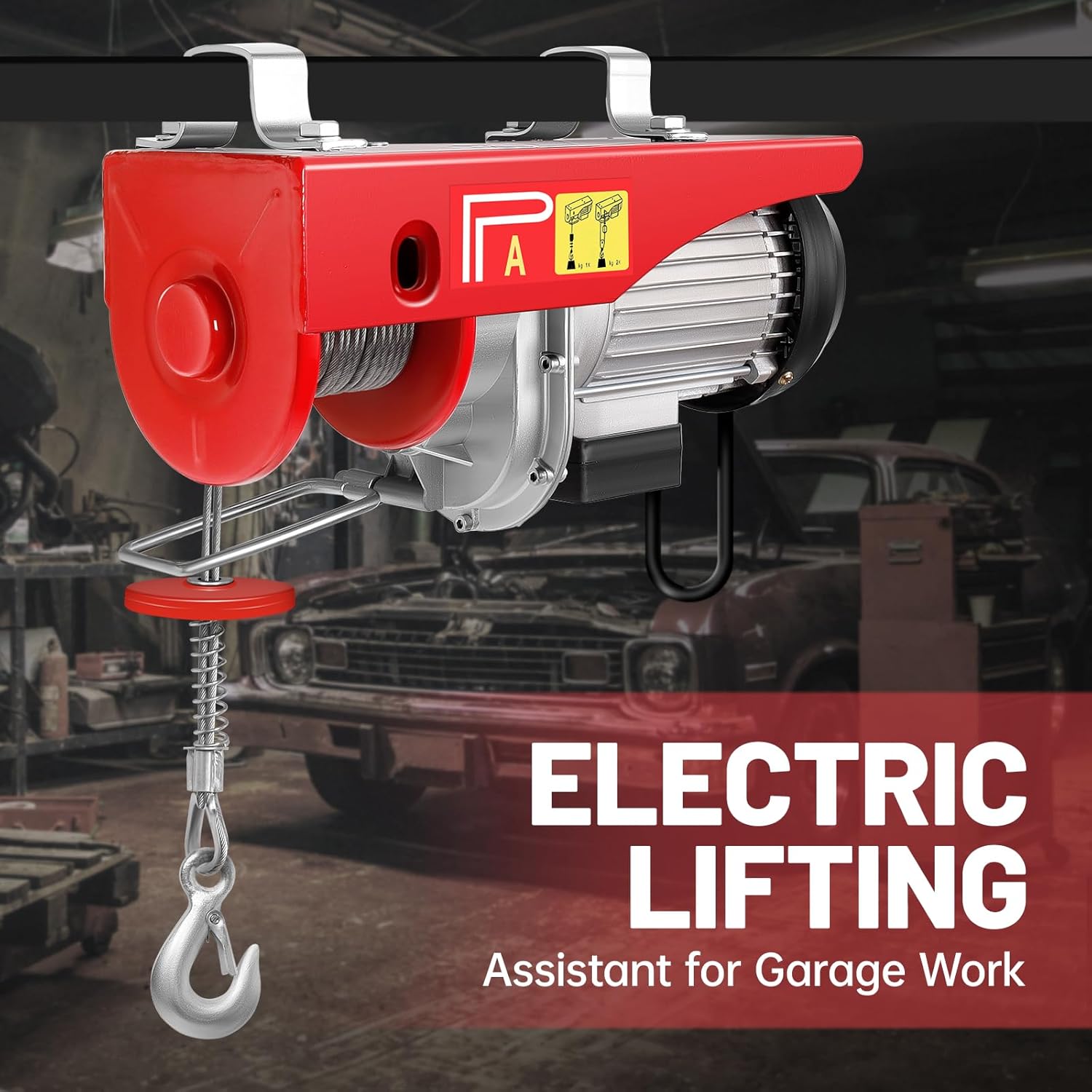 1320LBS Electric Hoist, 120V Electric Hoist with Wireless Remote Control, Single/Double Sling Electric Winch, Electric Hoist Winch, for Lifting in Factories, Warehouses, Buildings