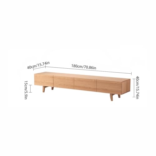 Modern Media Console Nordic Modern Simple Solid Wood TV Cabinet Small Apartment White Oak Cherry Wood Living Room Minimalist TV Cabinet for Living Room Bedroom(A,210X40X40CM)