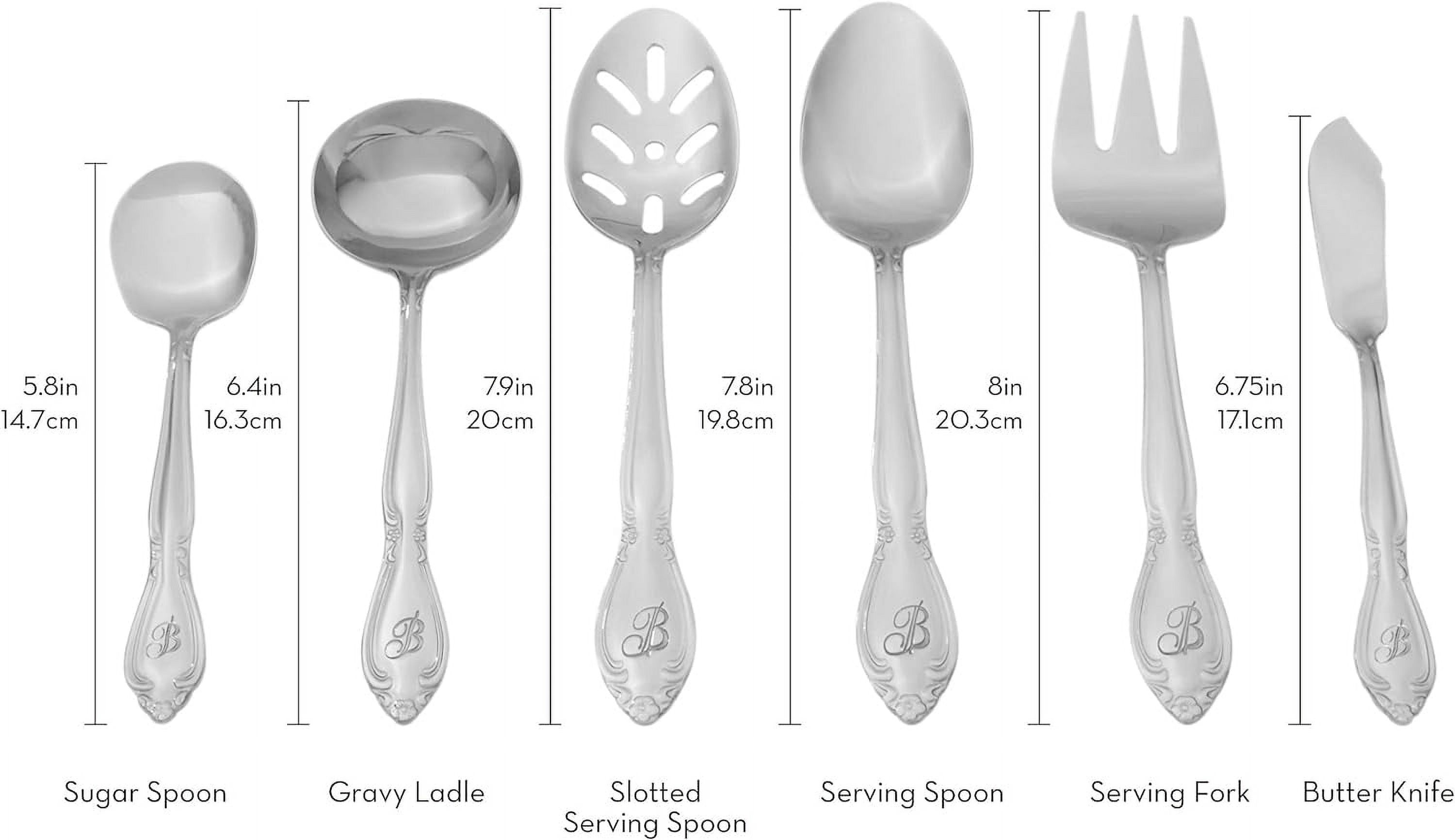 Rose 46 Piece Flatware Set, Letter C, No Size, Silver