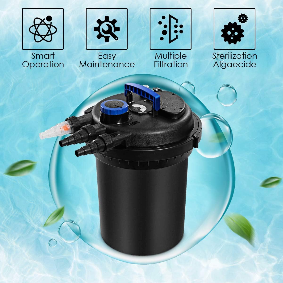 Casart Bio Pressure Filter UVC 120V/60HZ Koi 1500-2500 Gal for Garden, Pool Fishpond Pump Filter Pond Filter