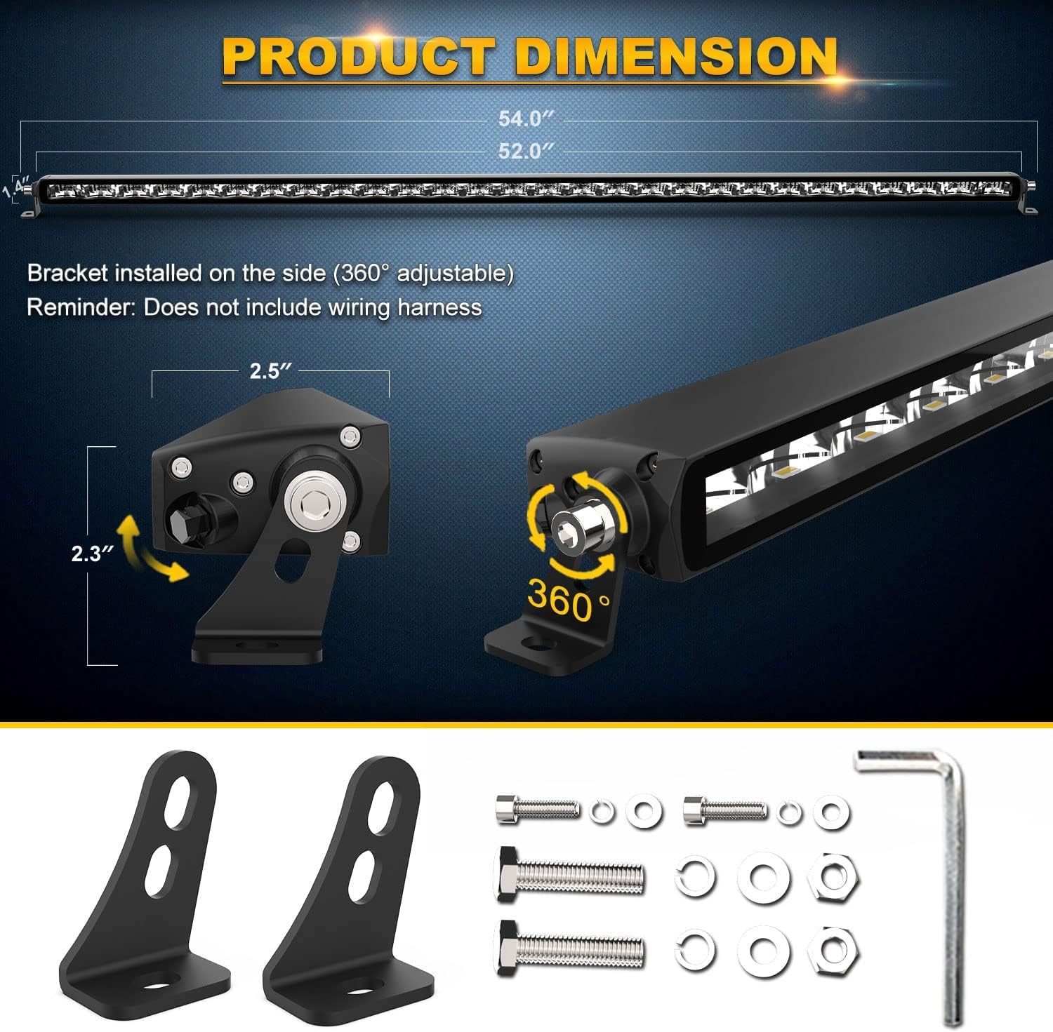 LED Light Bar 52Inch Roof Light Bar for Off-Road Trucks Cars ATV SUV Cabin Boats etc - Single Row Light Bar with Spot Flood Combo Beam - IP69K Waterproof Off Road LED Work Light