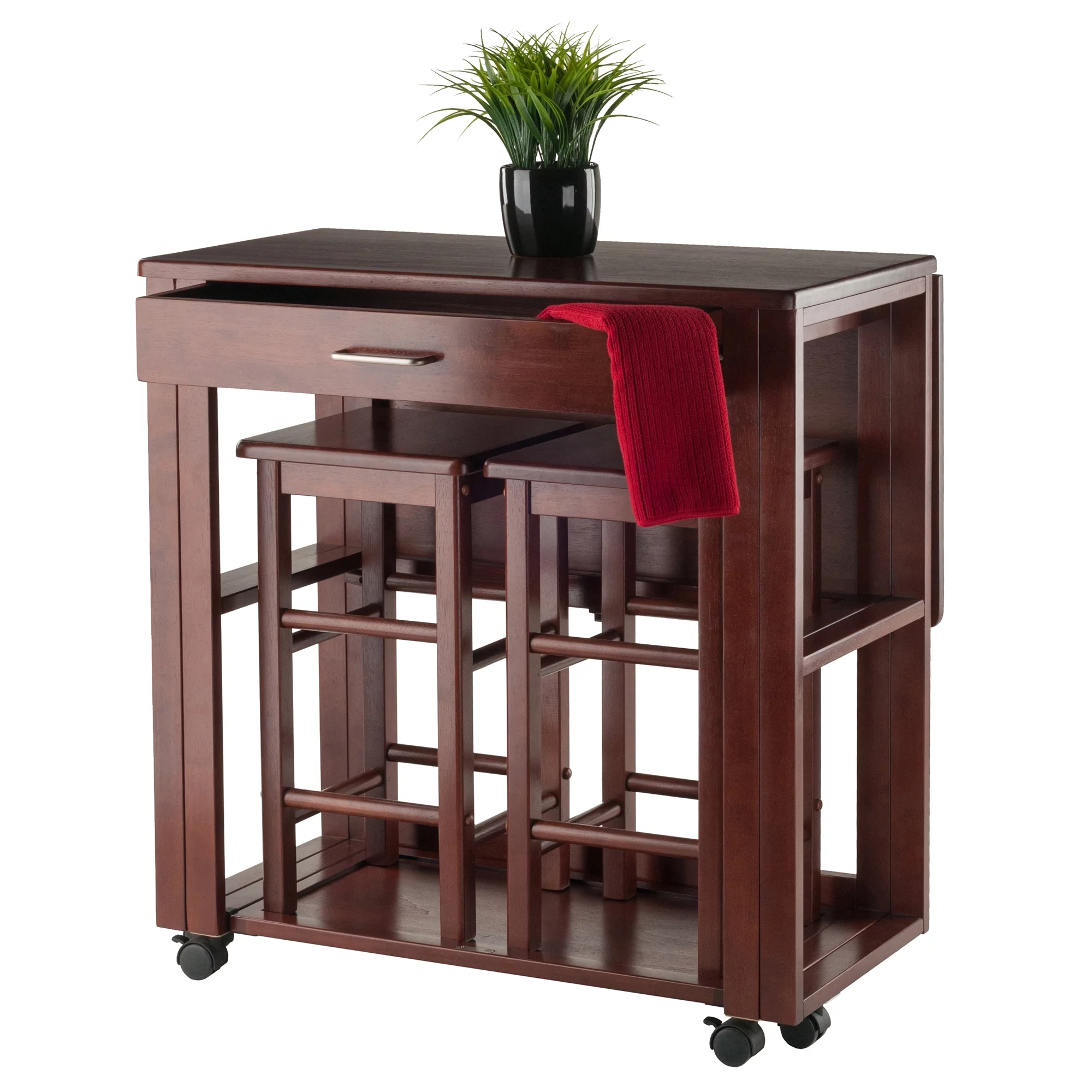 Winsome Wood Fremont 3-Pc Space Saver Set, Walnut Finish