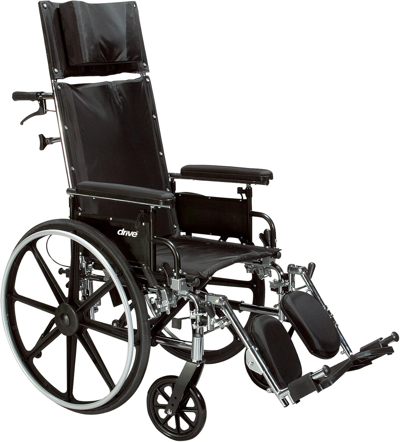 Drive Medical Viper Plus GT Full Reclining Wheelchair, Detachable Full Arms, 16" Seat