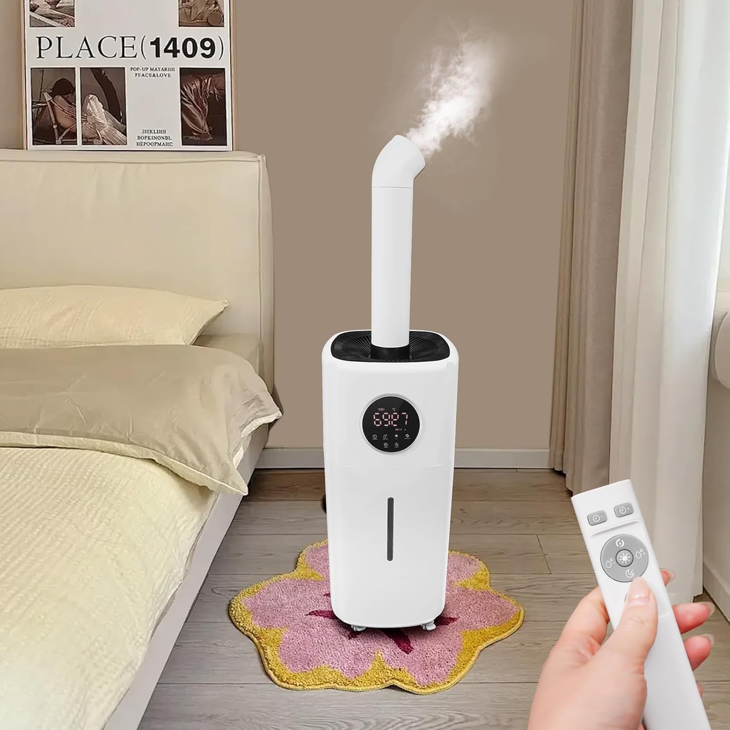 Commercial Industrial Humidifier Large Room Humidifiers 5.5gal/21l Large Humidifier Whole House Humidifier 3000 Sq.Ft, 3 Speed Whole House Humidifier with Remote Control& 360°Nozzle