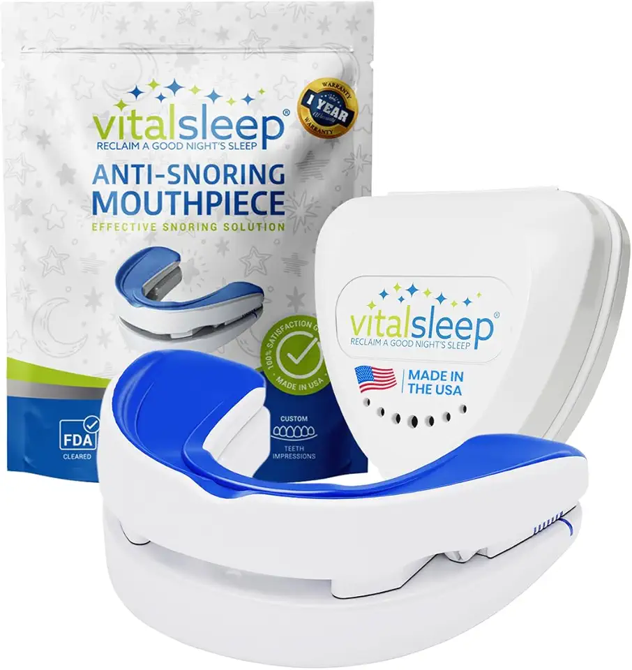 VitalSleep Anti Snoring Mouthpiece, Men's Size Adjustable Snore Mouth Guard for Better Sleep, Comfortable & Effective FDA-Cleared Snoring Device, Made in The USA - Kansas Nuitrition - HNZSDS