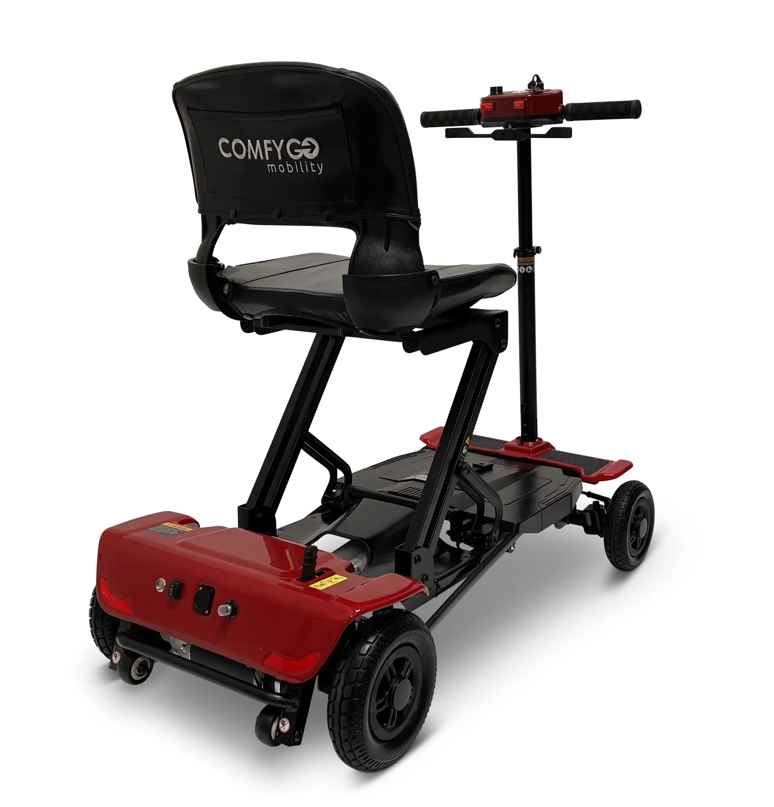 Comfygo MS-4000 4-Wheel Mobility Electric Scooter for Adults - Foldable Power Mobile Wheelchair, Compact Duty for Travel with Long Range Extended Battery (Red)