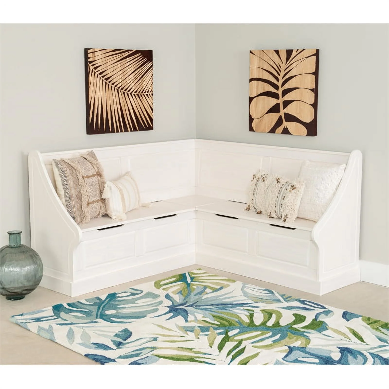 Linon Troyin Wood Corner Breakfast Nook in White