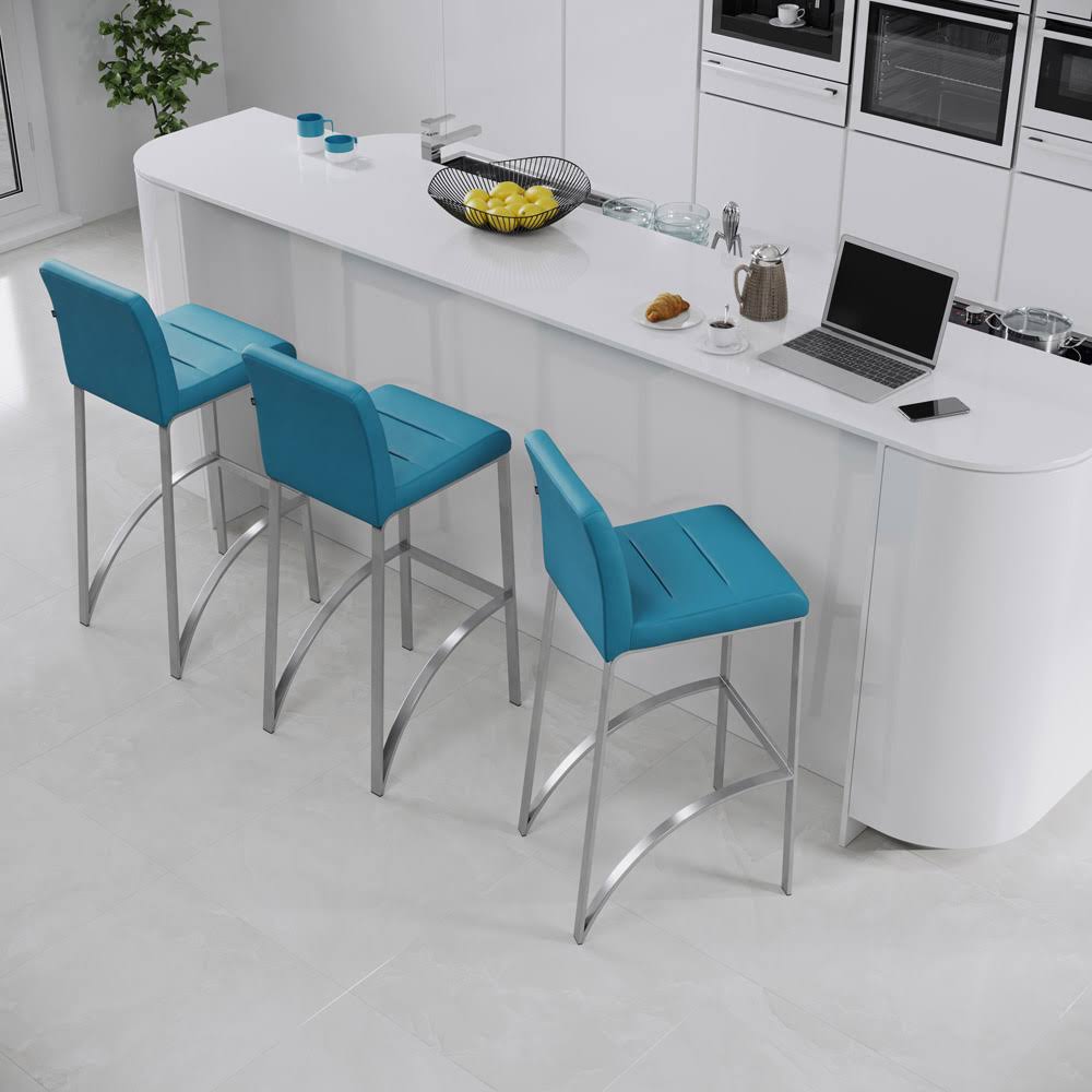 Zuri Furniture Lynx Bar Stool with Metal Base - Teal