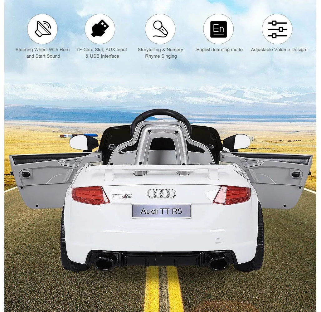Gymax 12V Audi TT RS Electric Kids Ride on Car Licensed Remote Control MP3, White