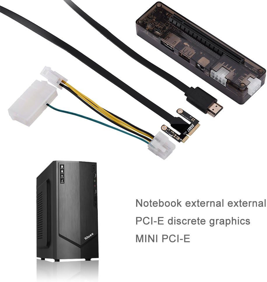 Laptop External Independent Video Card Dock, External PCI-E Discrete Graphics Card Mini PCI-E 220W DC 12V Support 6Pin+8P Interface Output Without Power Supply