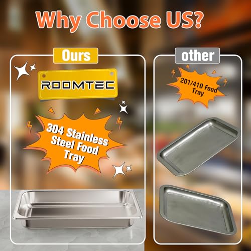 ROOMTEC Chafing Dishes for Buffet 4 Pack, 8QT 304 Stainless Steel Chafing Dish Buffet Set, Chafers and Buffet Warmers Sets for Birthday, Wedding, Rolled-Edge Design, Gold and Silver