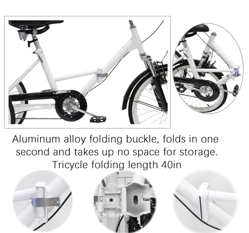 Adult Tricycle 7 Speed,Tricycle Adult Folding Bicycle 3 Wheel Bike Adult, 20in Wheels Cruiser Bikes with Multifunctional Cargo Basket for Seniors, Women, Men