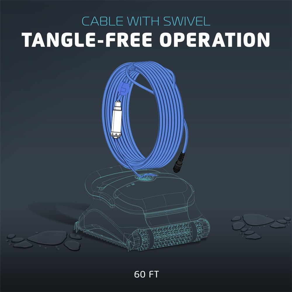 Dolphin Genuine Replacement Part — Durable 60 FT Blue Cable with Swivel for Tangle-Free Operation — Part Number 9995862-DIY
