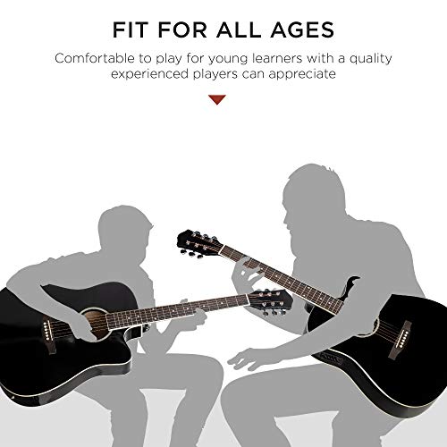 Best Choice Products Beginner Acoustic Electric Guitar Starter Set w/ 41in, All Wood Cutaway Design, Case, Strap, Picks - Natural
