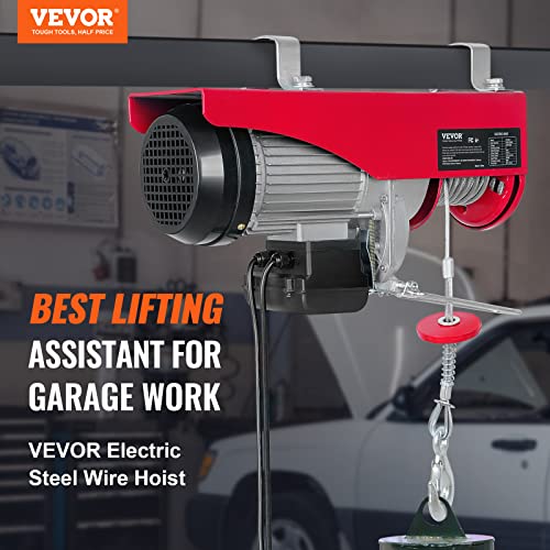 VEVOR Electric Hoist, 2200LBS Electric Winch, Steel Electric Lift, 110V Electric Hoist with Remote Control & Single/Double Slings for Lifting in Factories, Warehouses, Construction Site, Mine Filed