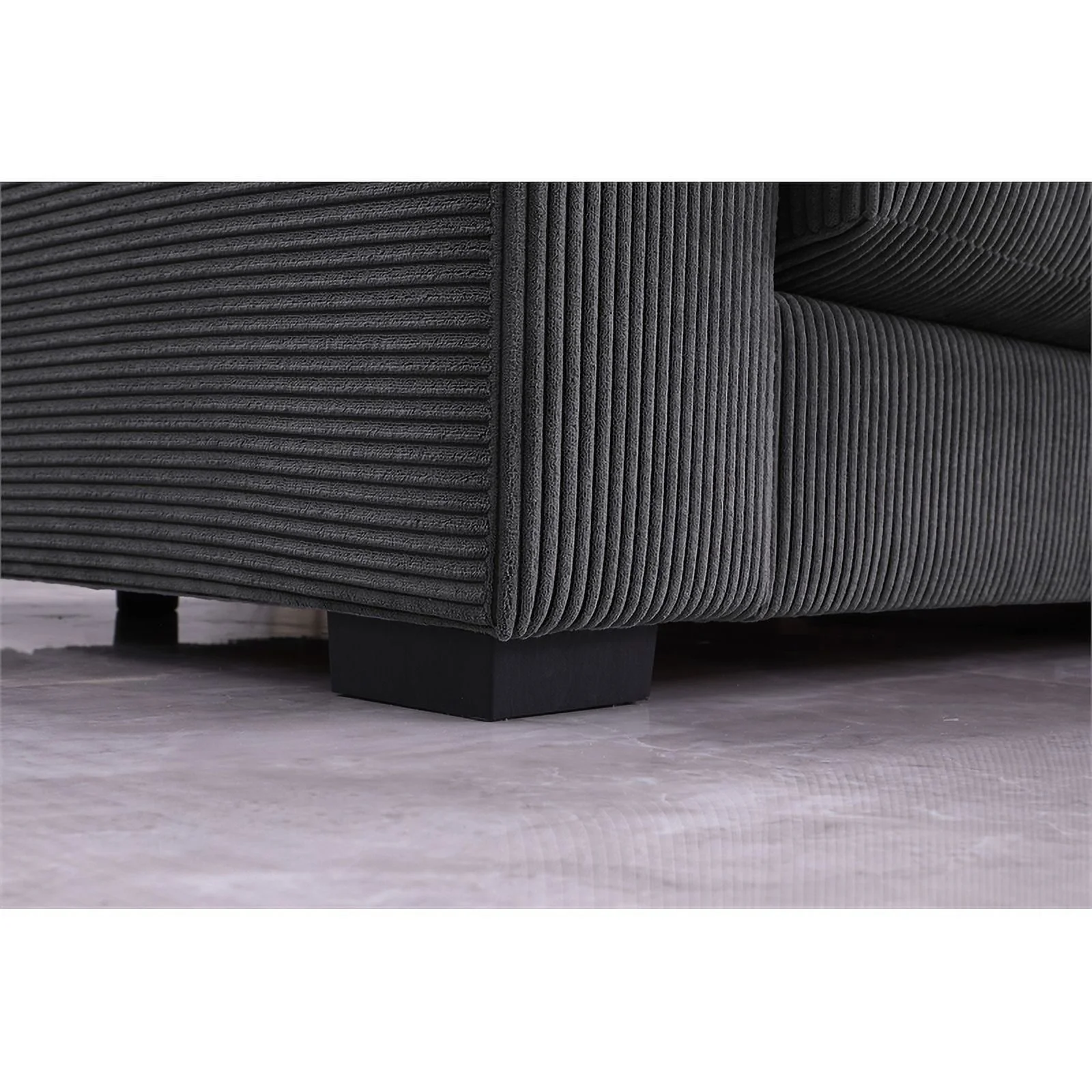 3 - Piece Upholstered Corduroy  Sectional Sofa With Chaise- Dark Gray