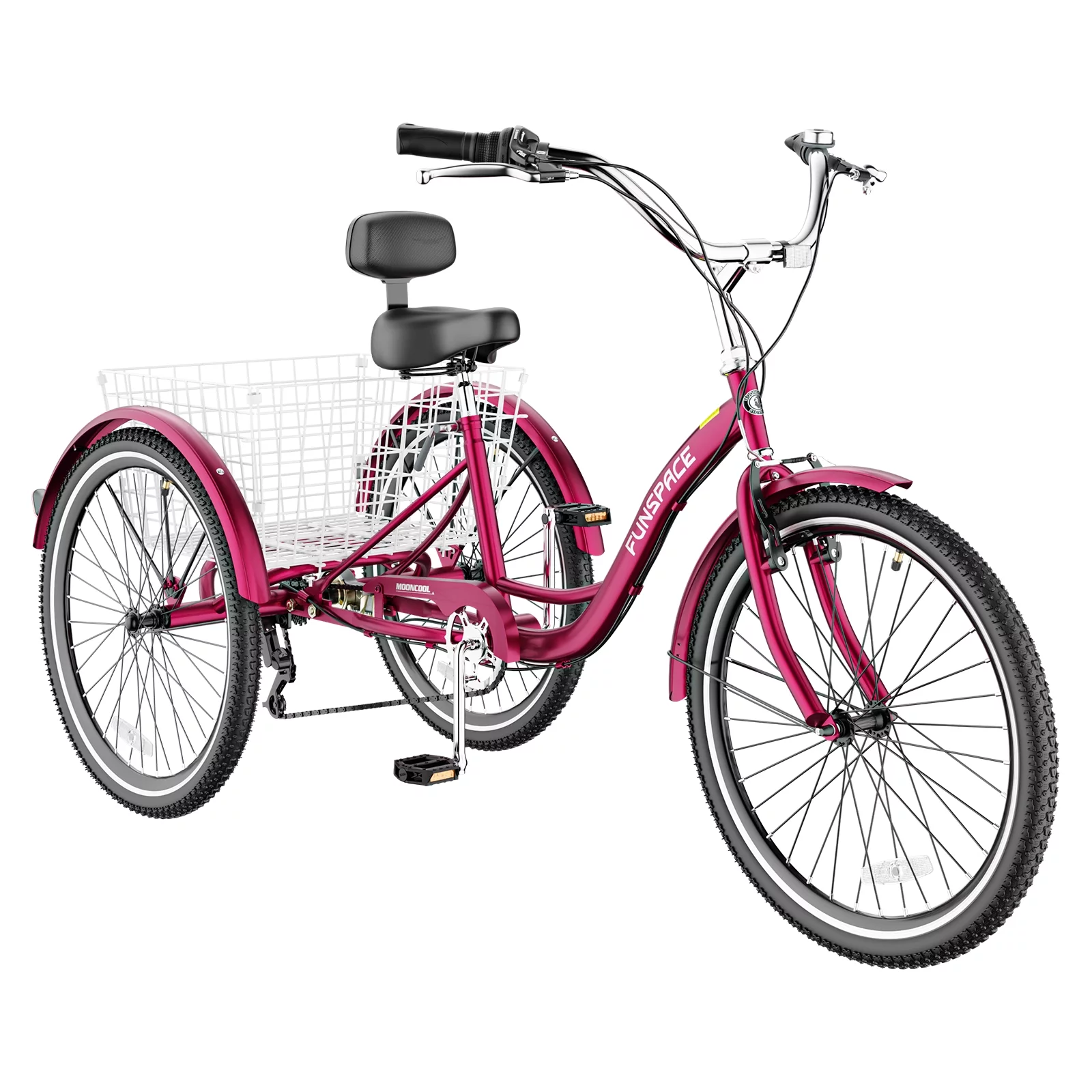 MOPHOTO Adult Tricycles 3 Wheel 7 Speed Trikes, 20/24/26 inch with Big Basket for Shopping, Picnics Exercise Men's Women's Senior's Trike