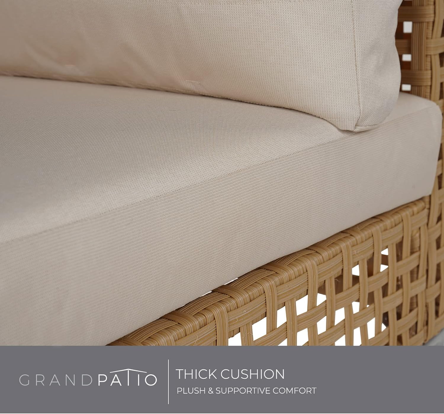 Grand Patio 7-Piece Wicker Patio Furniture Set, All-Weather Outdoor Conversation Set Sectional Sofa with Water Resistant Beige Thick Cushions and Coffee Table